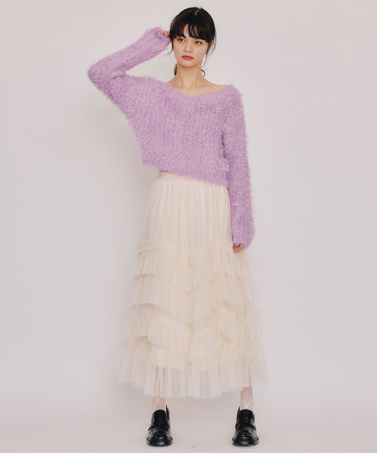 REDYAZEL「ブークレラメシャギーニットプルオーバー」|ニット・セーター|