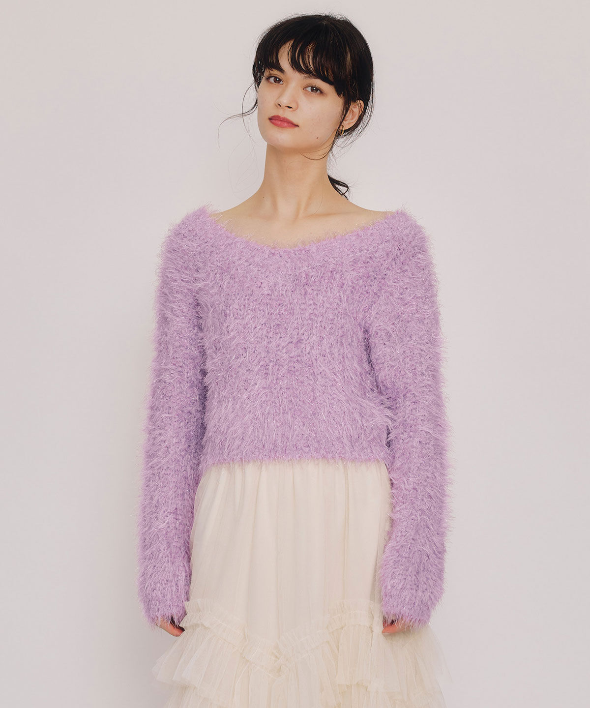 REDYAZEL「ブークレラメシャギーニットプルオーバー」|ニット・セーター|