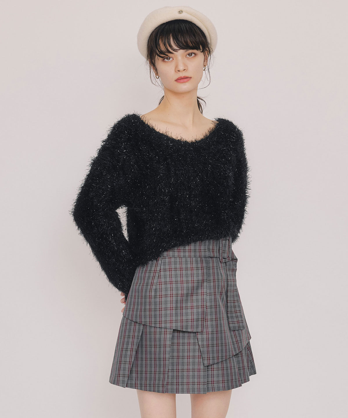 REDYAZEL「ブークレラメシャギーニットプルオーバー」|ニット・セーター|