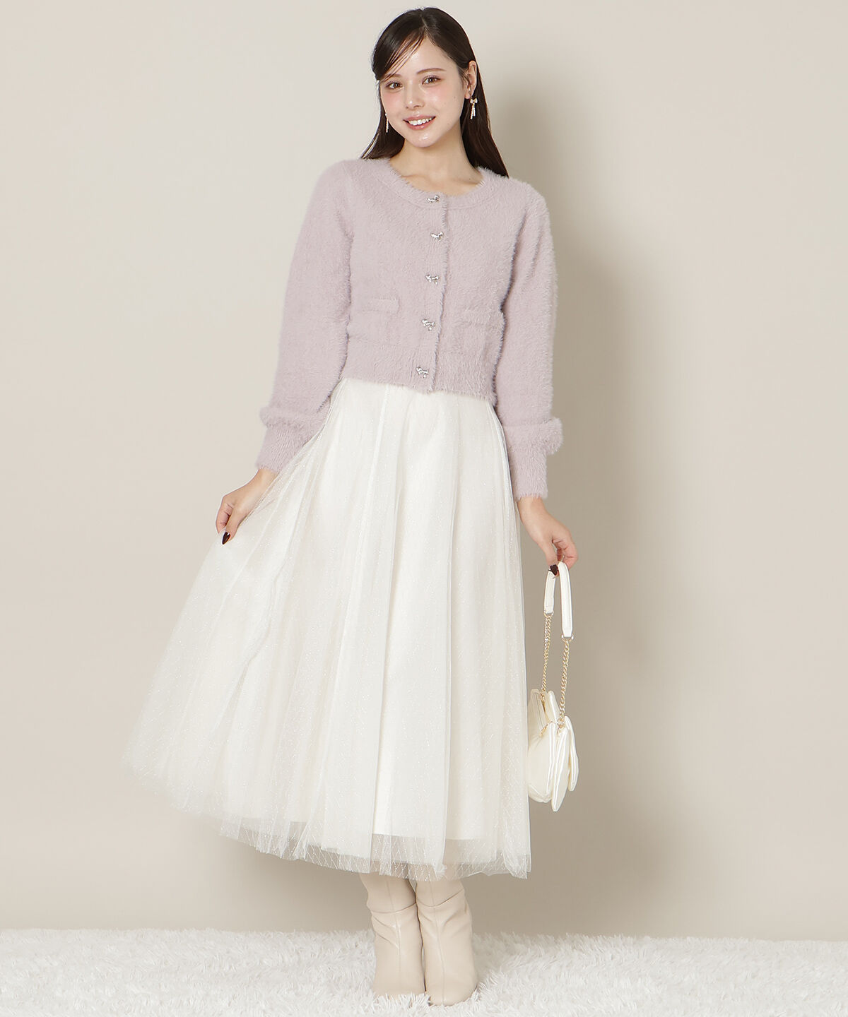 WILLSELECTION「リボンボタンーフェザーカーディガン」|カーディガン|