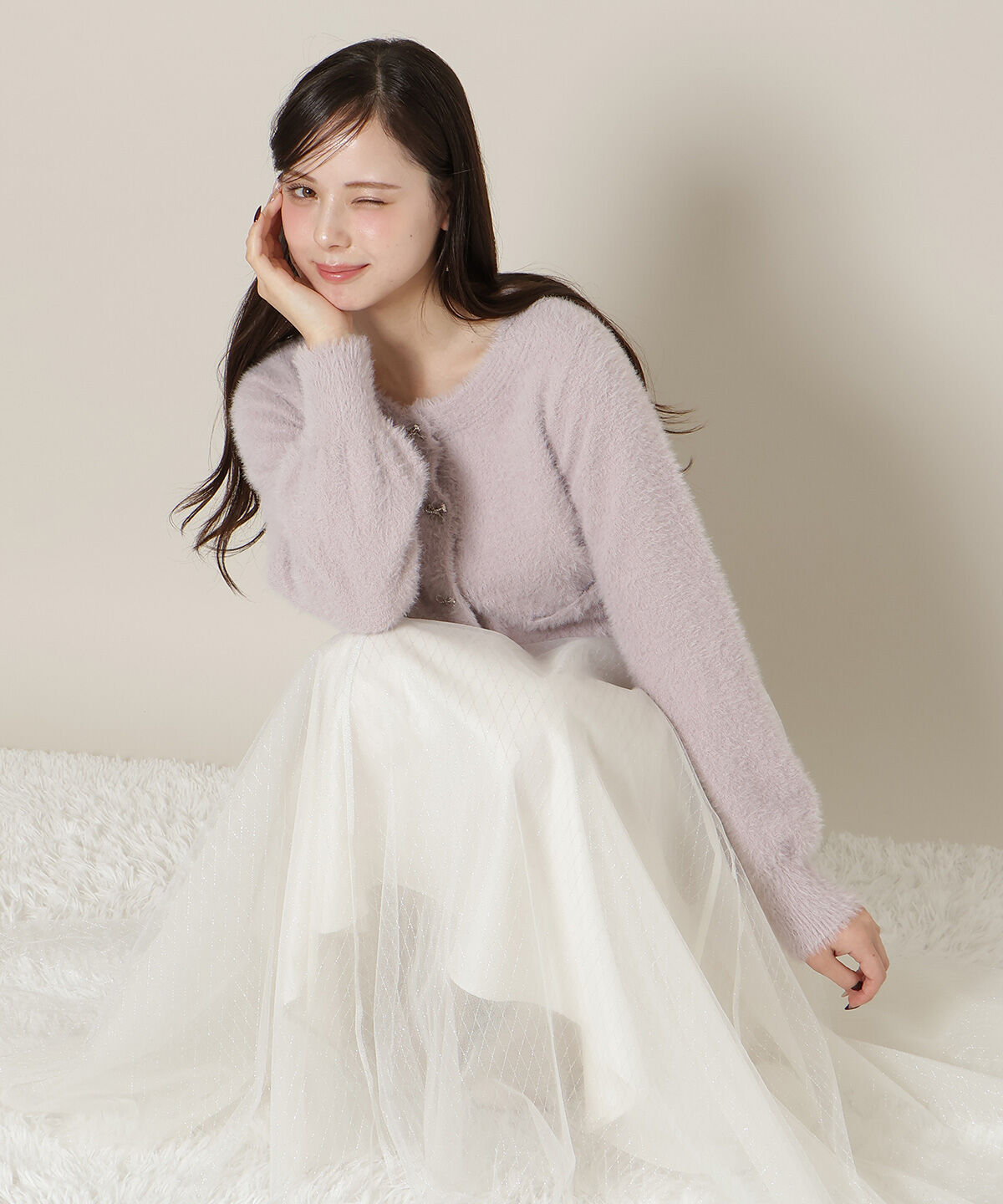 WILLSELECTION「リボンボタンーフェザーカーディガン」|カーディガン|