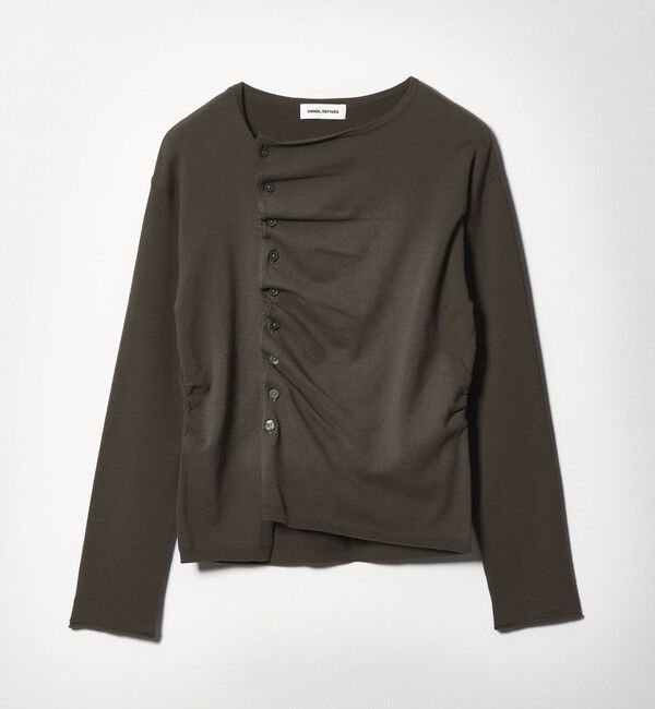 EMMEL REFINES「＜EMMEL REFINES＞EM アシメタック ボタン カーディガン」|カーディガン|DK.GRAY
