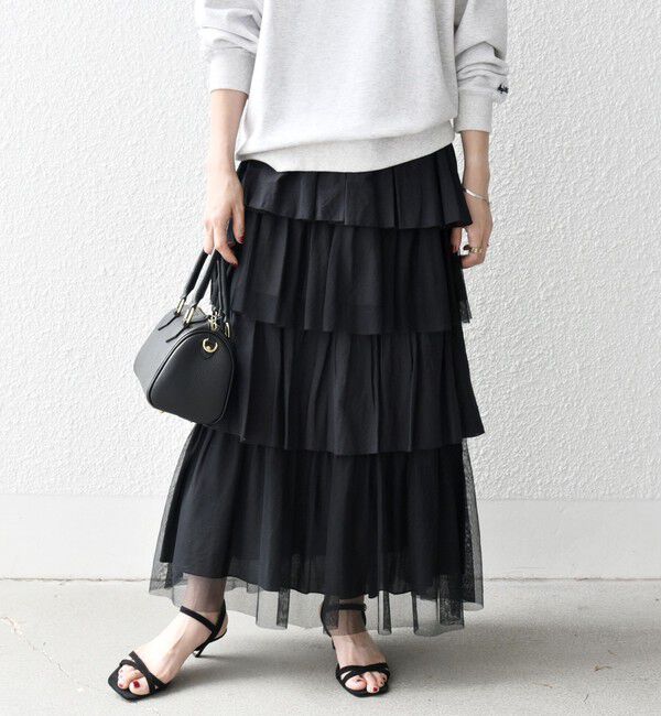 SHIPS any「SHIPS any:〈手洗い可能〉チュール  ティアード ロング スカート」|スカート|