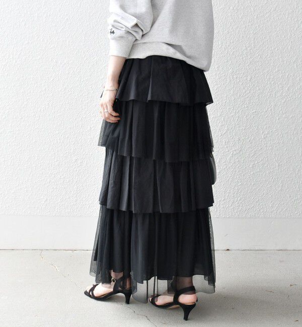 SHIPS any「SHIPS any:〈手洗い可能〉チュール  ティアード ロング スカート」|スカート|
