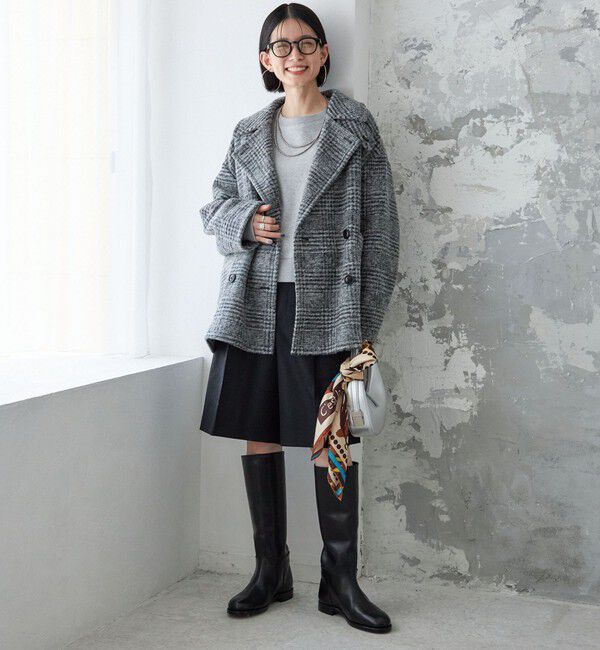 SHIPS for women「スライバー チェック ショート Pコート」|その他|