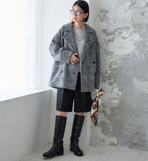 SHIPS for women「スライバー チェック ショート Pコート」|その他|