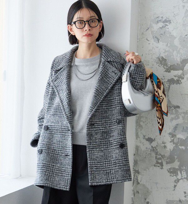 SHIPS for women「スライバー チェック ショート Pコート」|その他|