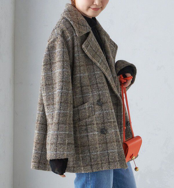 SHIPS for women「スライバー チェック ショート Pコート」|その他|
