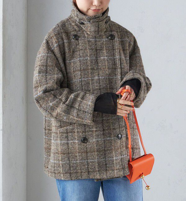 SHIPS for women「スライバー チェック ショート Pコート」|その他|