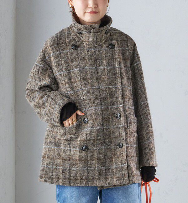 SHIPS for women「スライバー チェック ショート Pコート」|その他|