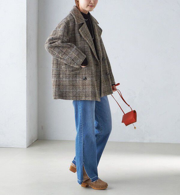 SHIPS for women「スライバー チェック ショート Pコート」|その他|