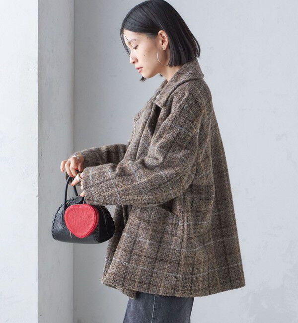 SHIPS for women「スライバー チェック ショート Pコート」|その他|