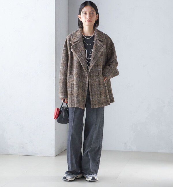 SHIPS for women「スライバー チェック ショート Pコート」|その他|