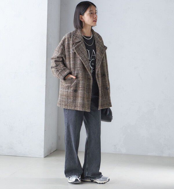 SHIPS for women「スライバー チェック ショート Pコート」|その他|