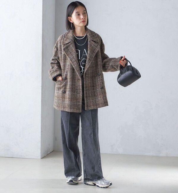 SHIPS for women「スライバー チェック ショート Pコート」|その他|