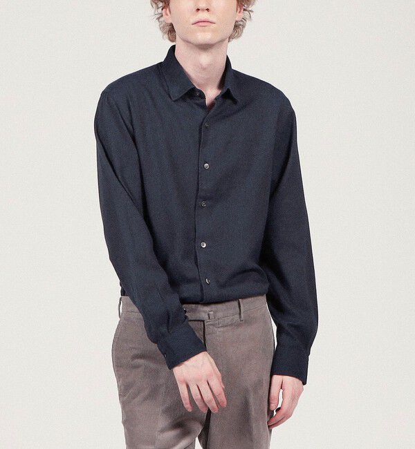 TOMORROWLAND MENS「コットンカシミヤ ワイドスプレッドカラーシャツ」|シャツ・ブラウス|