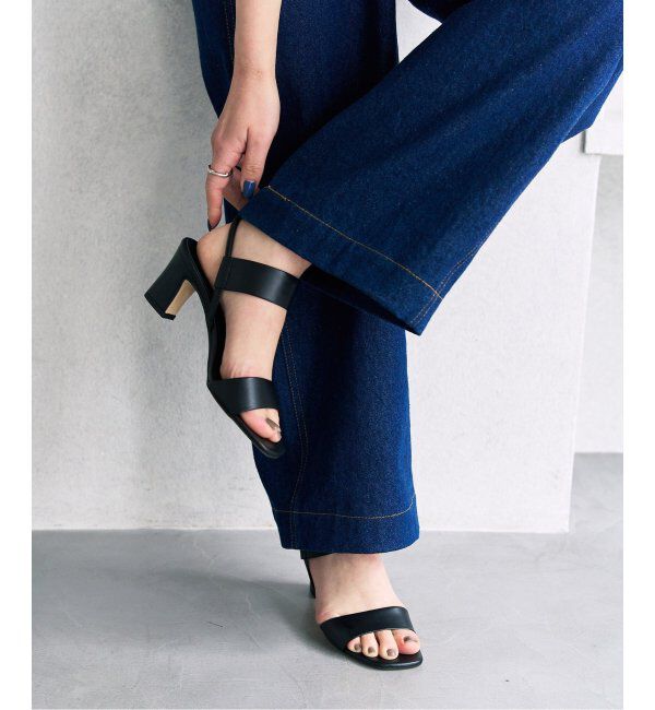  「6cmゴムストラップサンダル」|サンダル|ブラック A