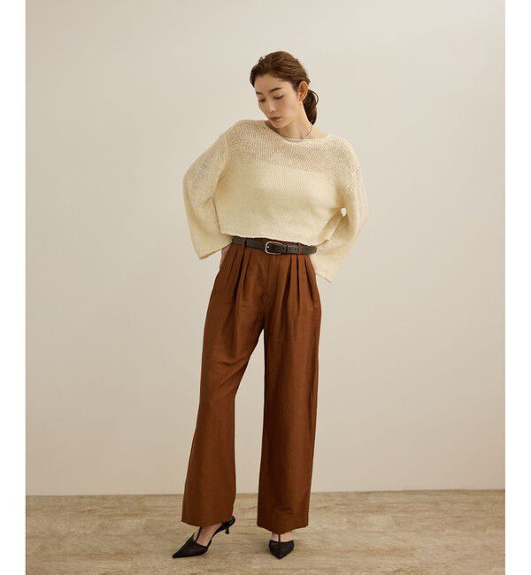 ROPE「【洗える】スラブリネン ボートネックプルオーバー」|ニット・セーター|