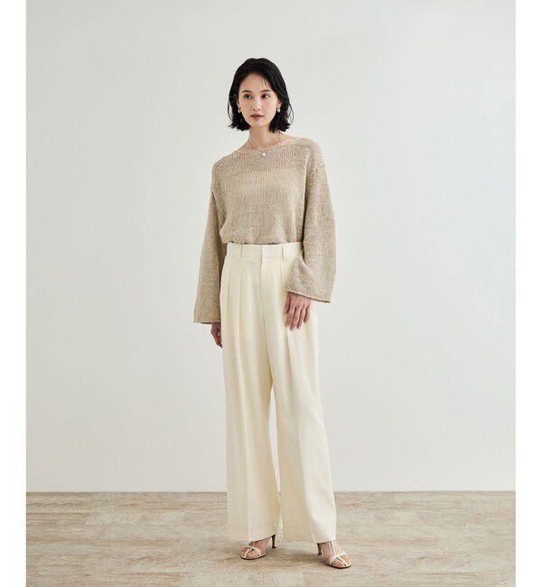 ROPE「【洗える】スラブリネン ボートネックプルオーバー」|ニット・セーター|