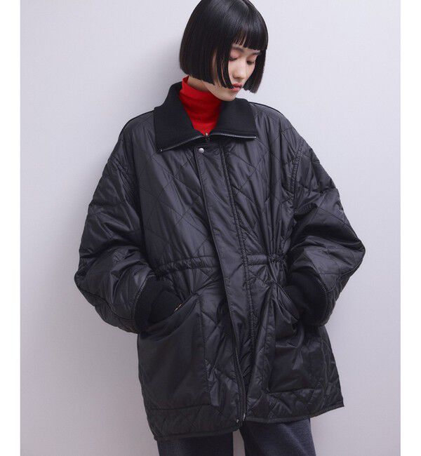 ADAM ET ROPE'「【サステナブル】リバーシブルドロストキルティングブルゾン/撥水」|ブルゾン・スタジャン|ブラック(01)