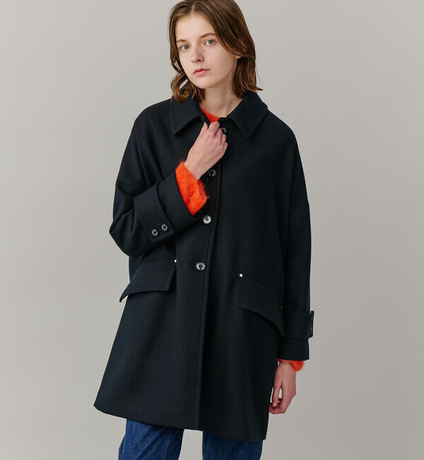  「MACKINTOSH | HUMBIE  WOMEN」|ステンカラーコート|BLACK