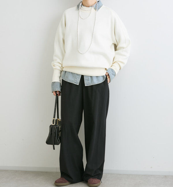  「【ウォッシャブル】スウェットライクニット」|ニット・セーター|