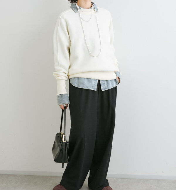  「【ウォッシャブル】スウェットライクニット」|ニット・セーター|