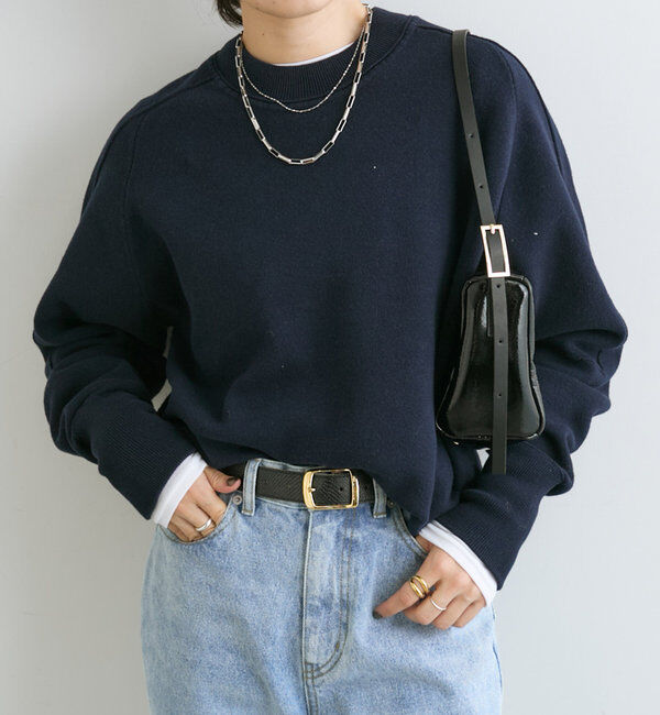  「【ウォッシャブル】スウェットライクニット」|ニット・セーター|ネイビー