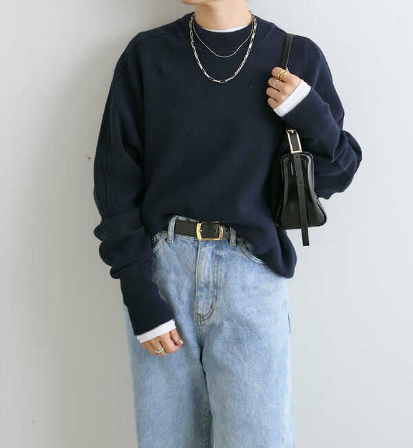  「【ウォッシャブル】スウェットライクニット」|ニット・セーター|