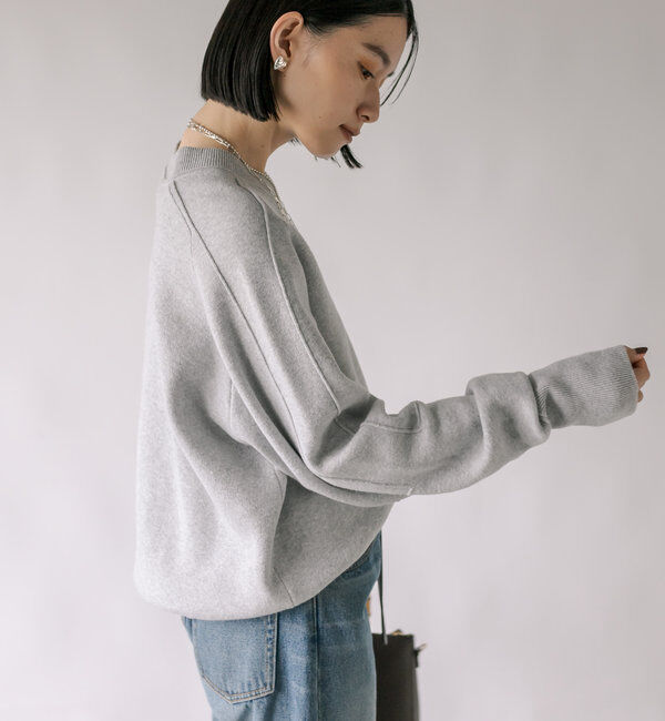  「【ウォッシャブル】スウェットライクニット」|ニット・セーター|