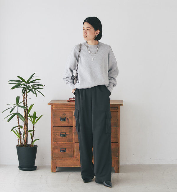  「【ウォッシャブル】スウェットライクニット」|ニット・セーター|