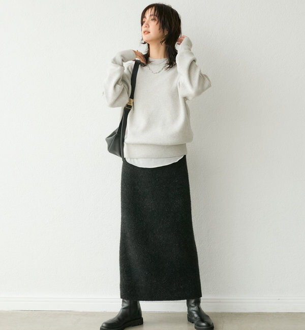  「【ウォッシャブル】スウェットライクニット」|ニット・セーター|