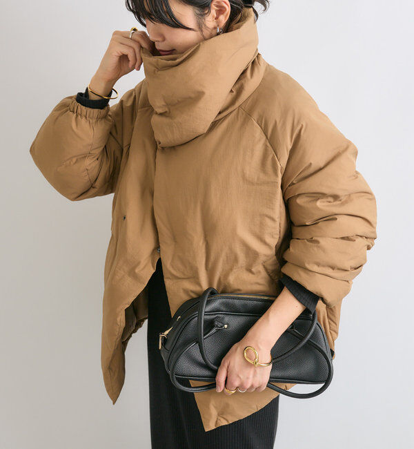  「【軽量705g】スタンドカラーダウンジャケット」|ダウン|キャメル