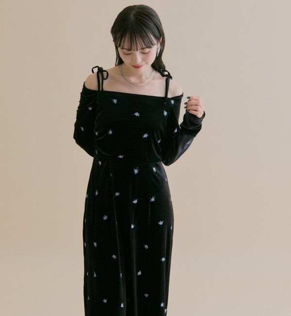  「[森川企画]花柄ベロアワンピース」|ワンピース|