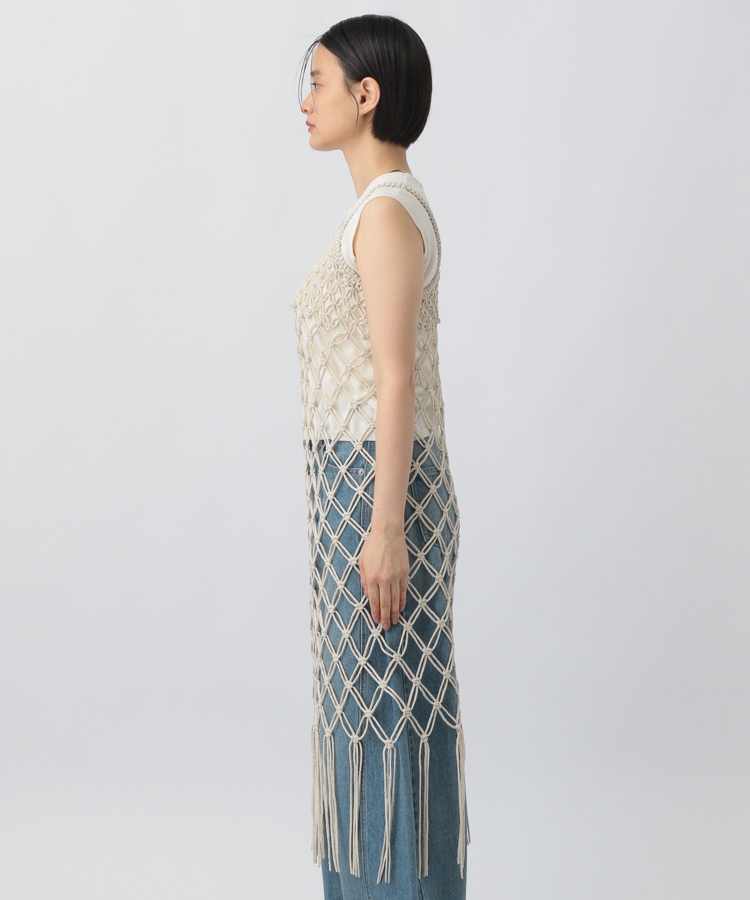 apart by lowrys「HANDフリンジニットワンピース」|ワンピース|