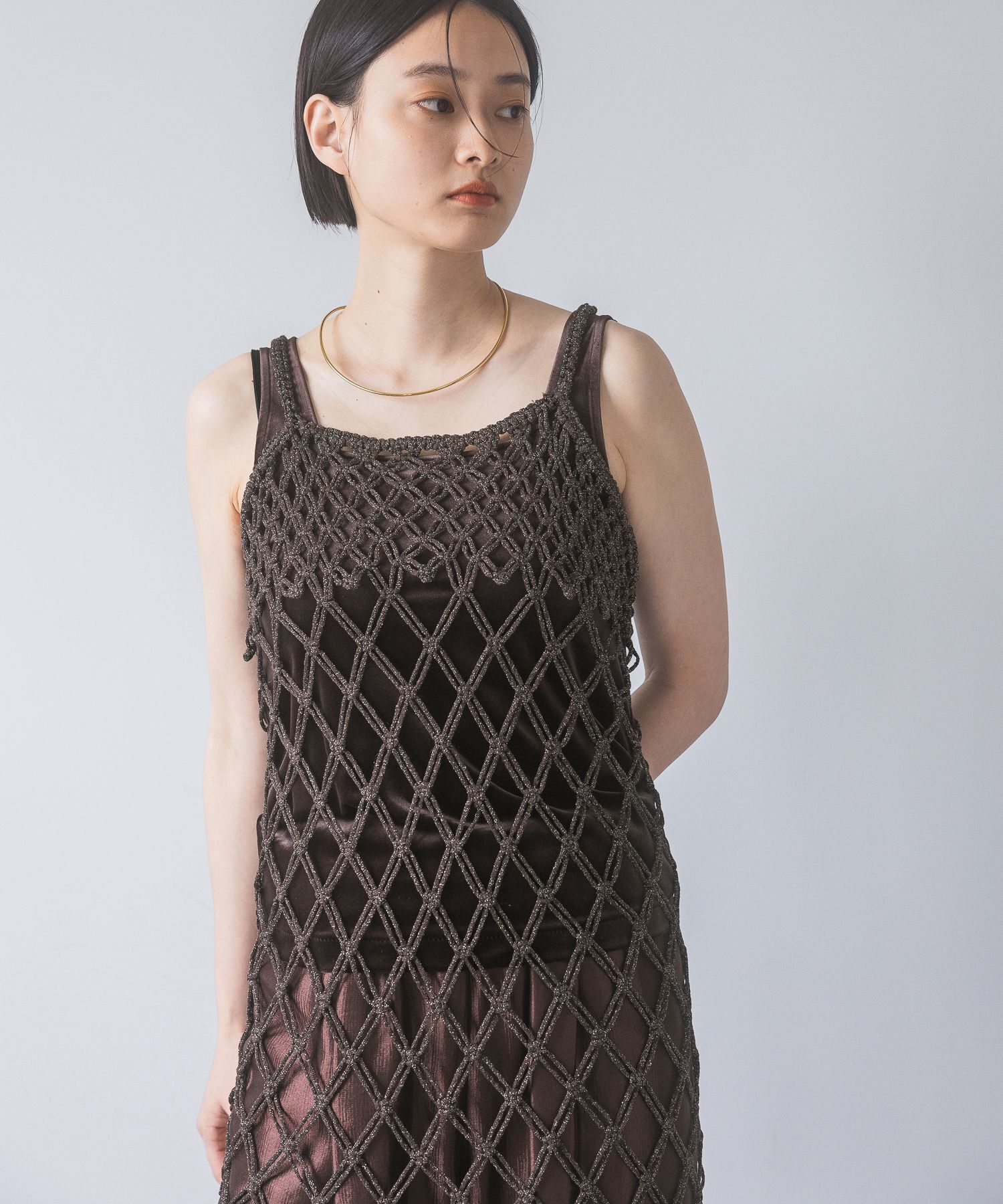 apart by lowrys「HANDフリンジニットワンピース」|ワンピース|