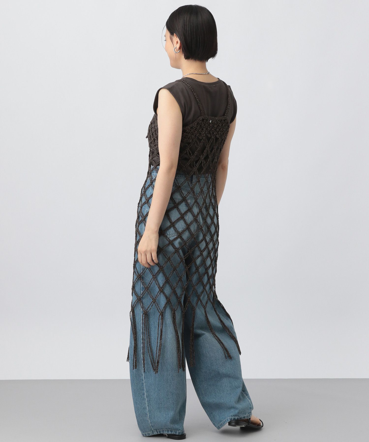 apart by lowrys「HANDフリンジニットワンピース」|ワンピース|