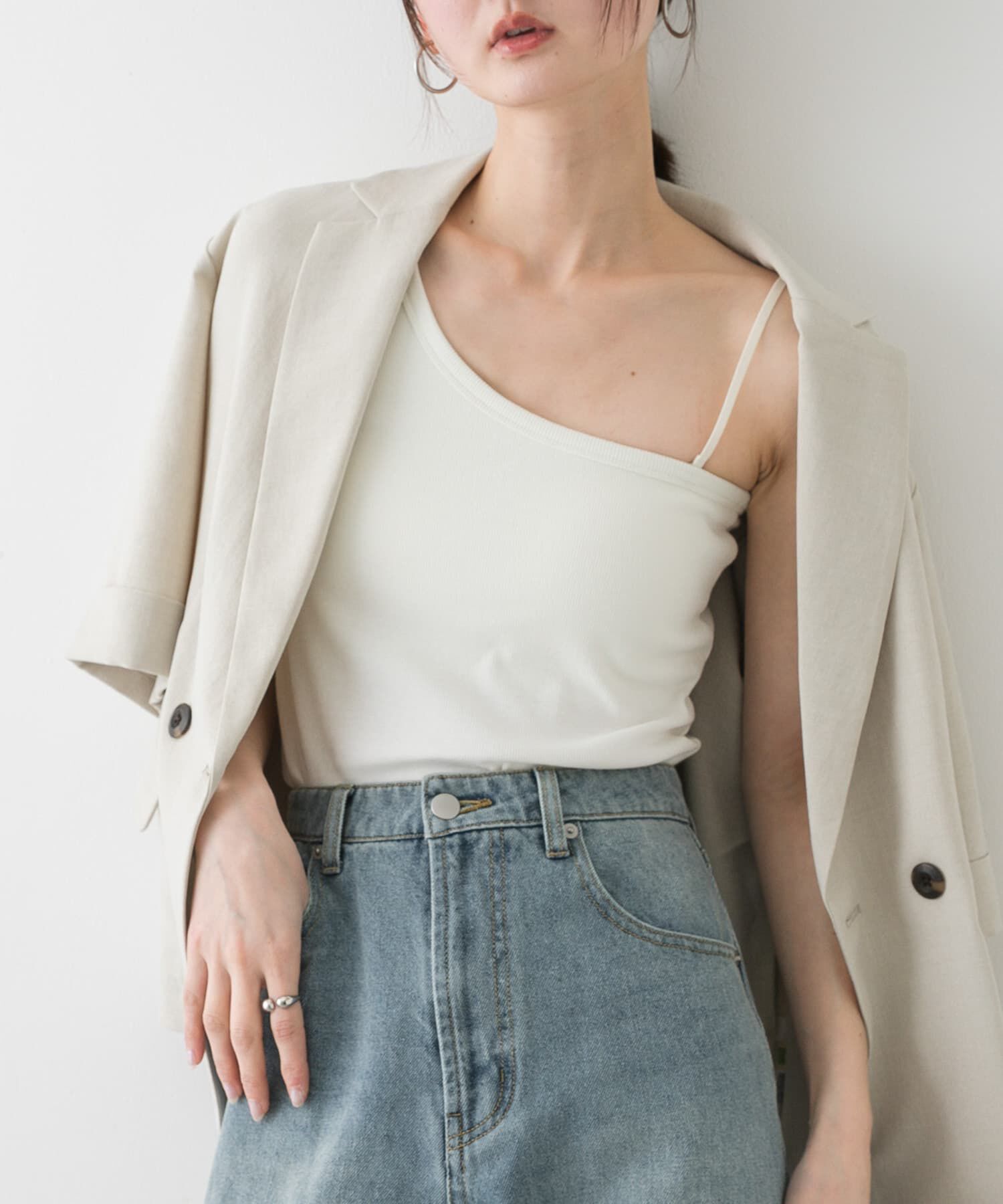 SENSE OF PLACE by URBAN RESEARCH「カップツキワンショルダータンクトップ」|タンクトップ|ホワイト