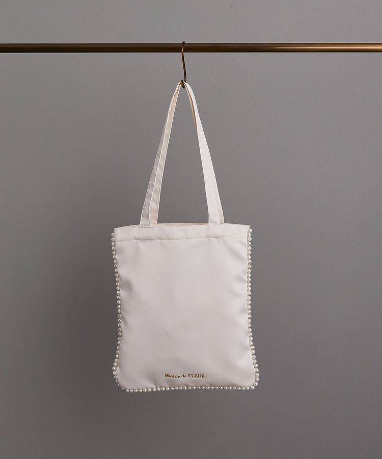 Maison de FLEUR「サテンパールブレードトートバッグ」|トートバッグ|アイボリー