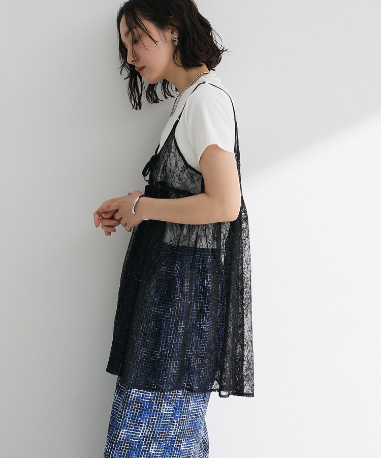 Green Parks「前後2WAYレーススパンコールビスチェ」|キャミソール|Black