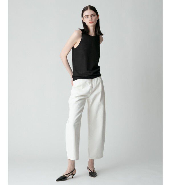 allureville「ホワイトデニムオーバルラインパンツ」|デニム|