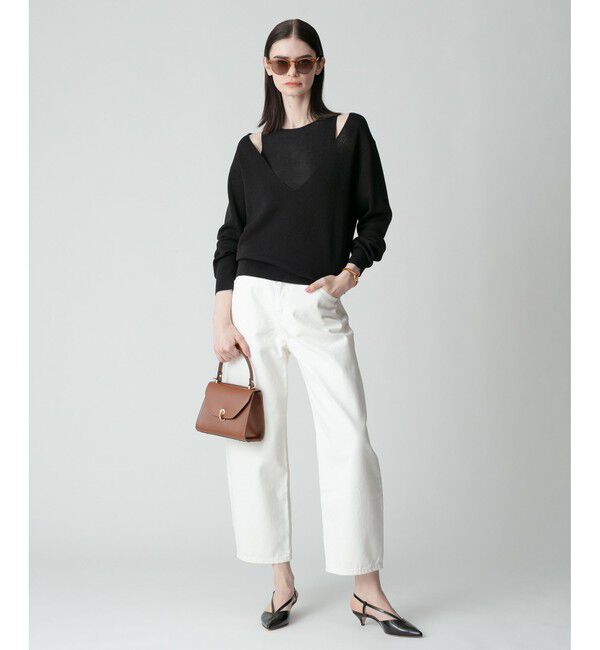 allureville「ホワイトデニムオーバルラインパンツ」|デニム|