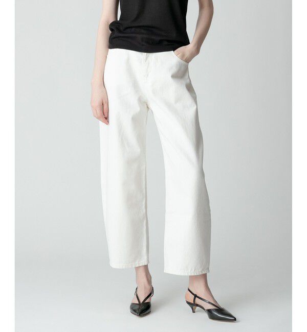 allureville「ホワイトデニムオーバルラインパンツ」|デニム|