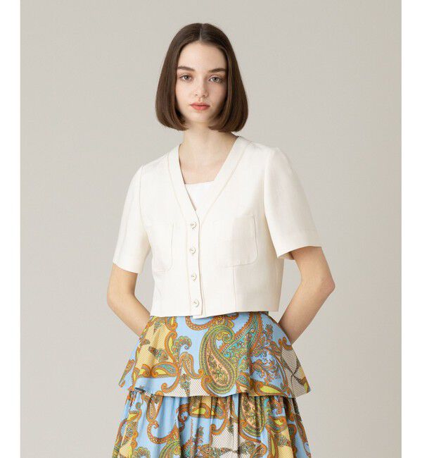 LOULOU WILLOUGHBY「《ドラマ着用》【LOULOU WILLOUGHBY】トリッカーオックス半袖ジャケット」|ノーカラージャケット|