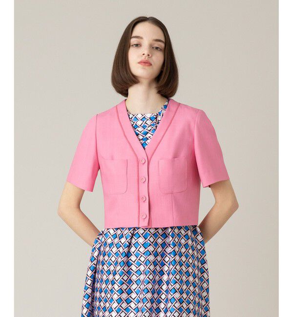 LOULOU WILLOUGHBY「《ドラマ着用》【LOULOU WILLOUGHBY】トリッカーオックス半袖ジャケット」|ノーカラージャケット|