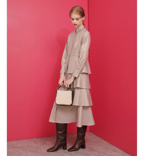 LOULOU WILLOUGHBY「【LOULOU WILLOUGHBY】グロッシーツイルティアードワンピース」|ワンピース|