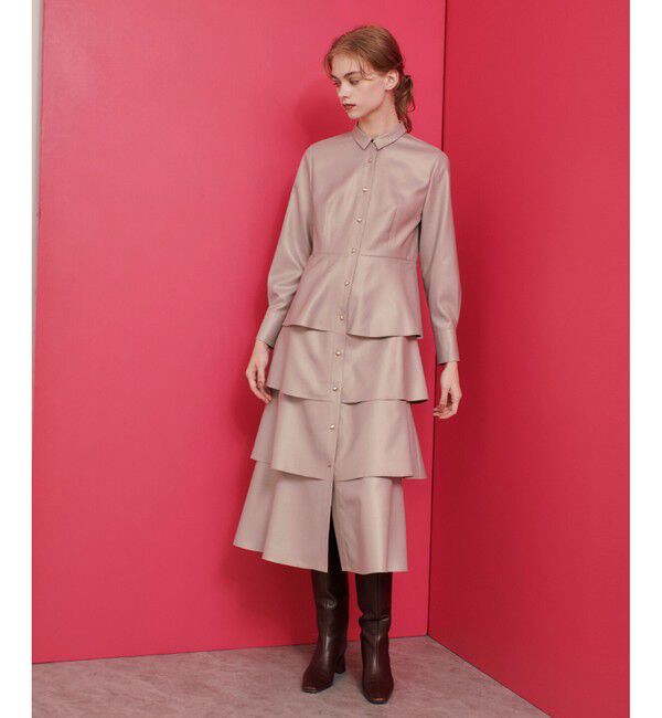 LOULOU WILLOUGHBY「【LOULOU WILLOUGHBY】グロッシーツイルティアードワンピース」|ワンピース|