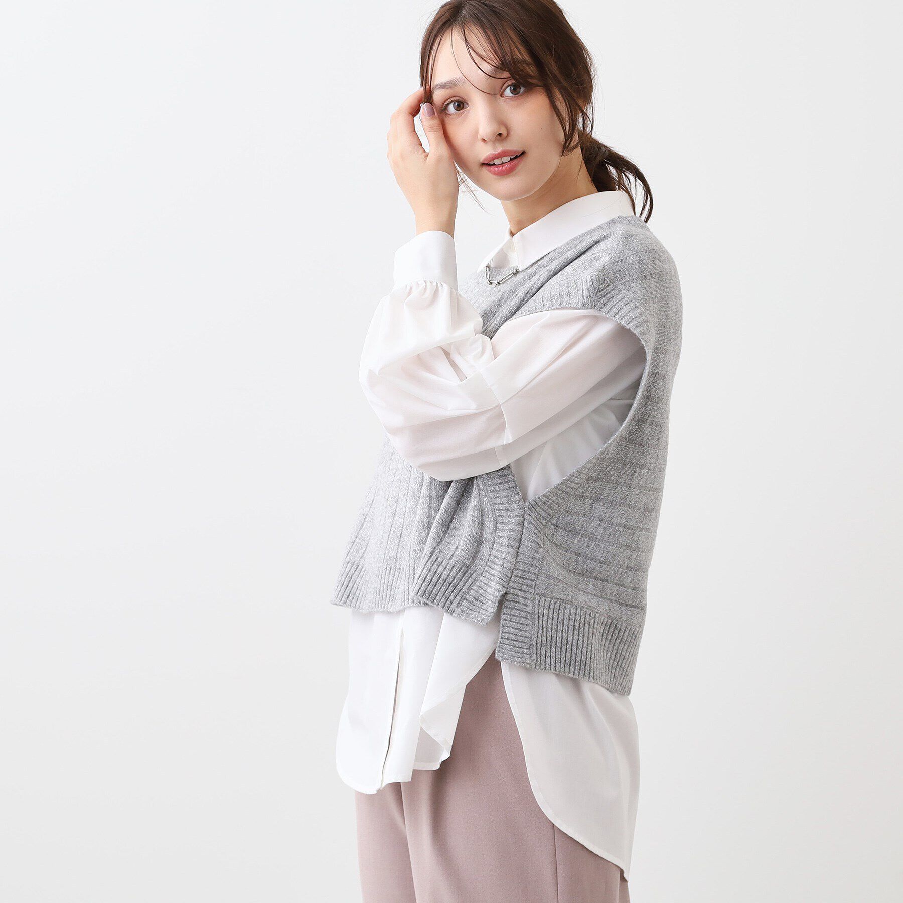 Reflect「【E‐QUALITY／手洗い可／セットアイテム／単品使いも可能】ニットベスト＋シャツ」|その他|