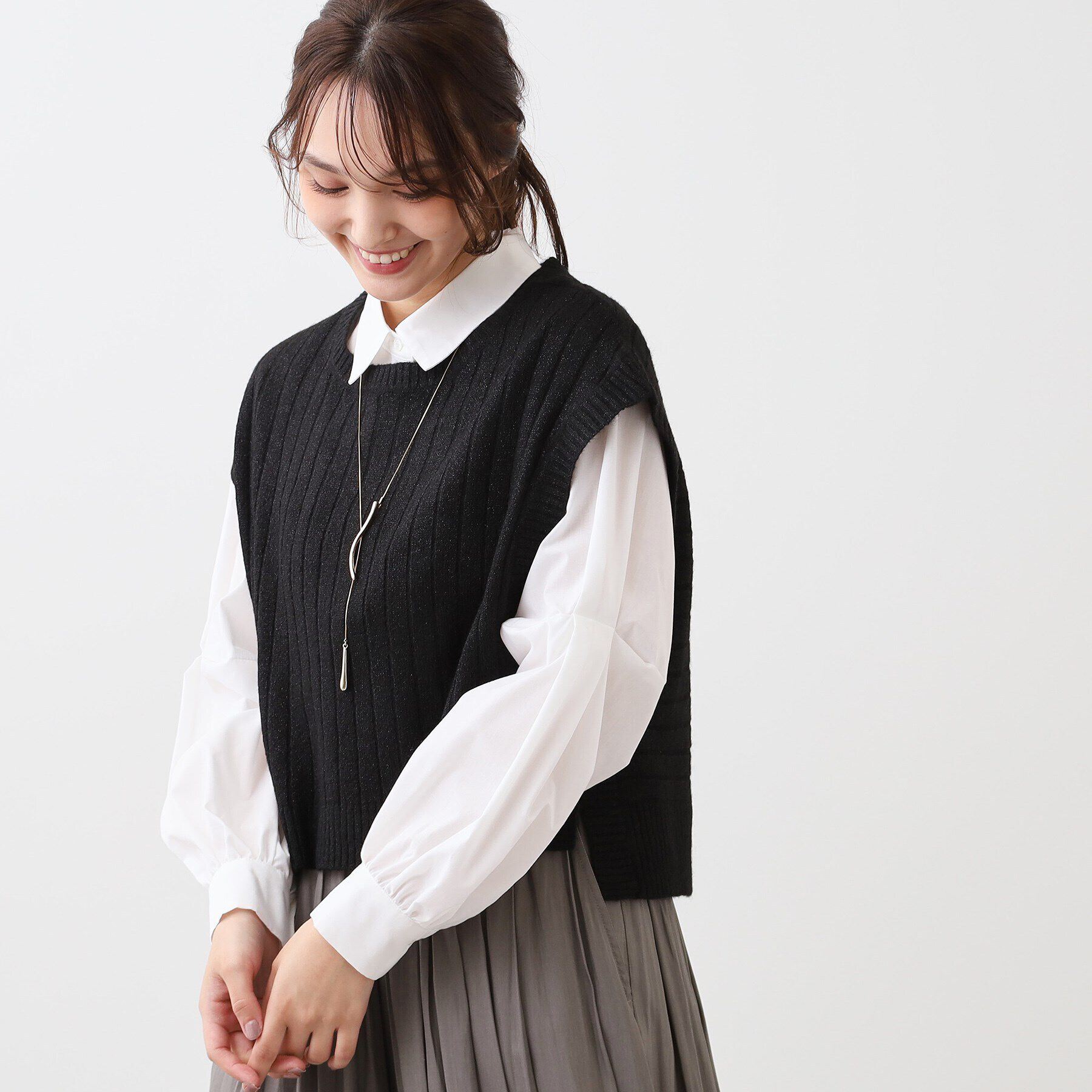 Reflect「【E‐QUALITY／手洗い可／セットアイテム／単品使いも可能】ニットベスト＋シャツ」|その他|