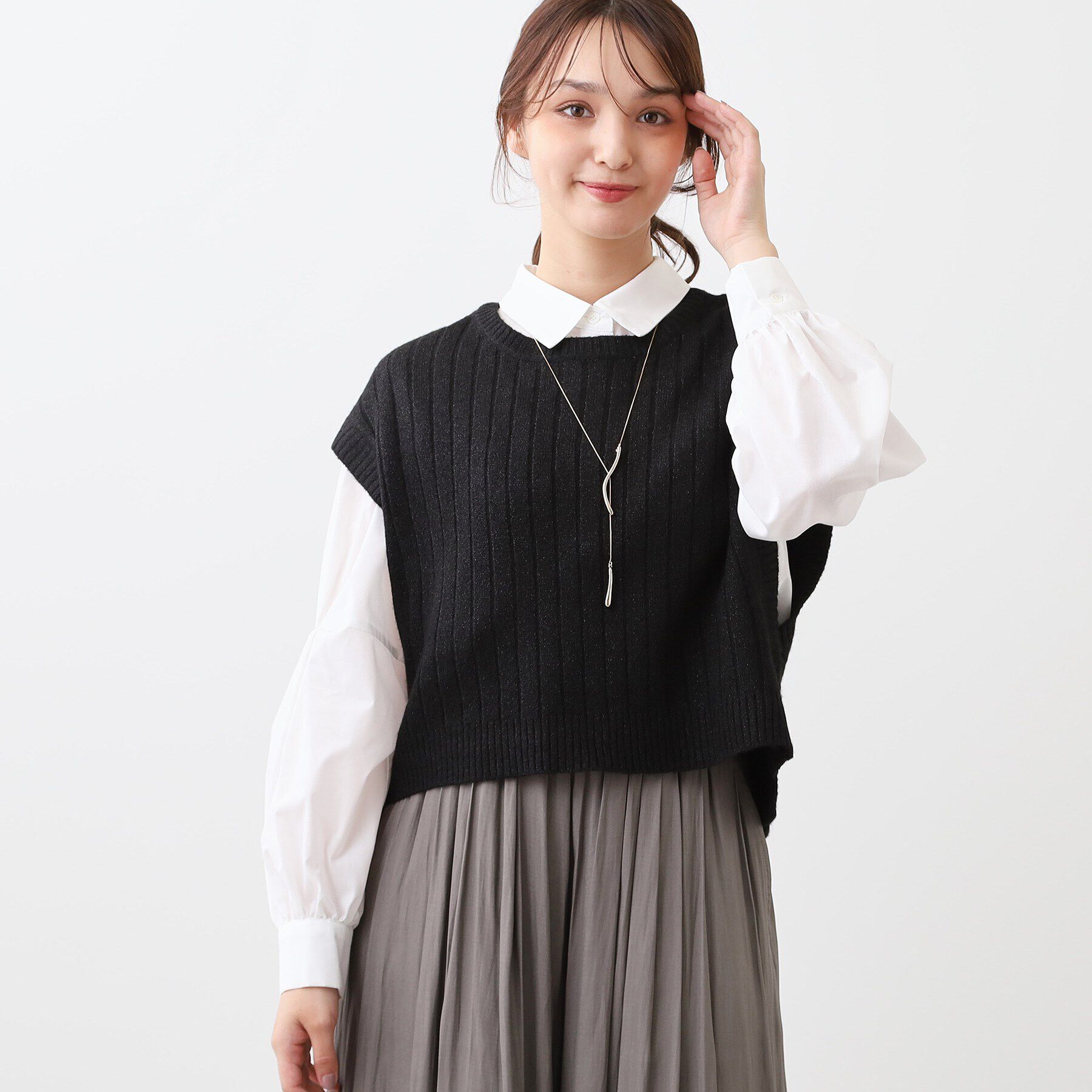 Reflect「【E‐QUALITY／手洗い可／セットアイテム／単品使いも可能】ニットベスト＋シャツ」|その他|